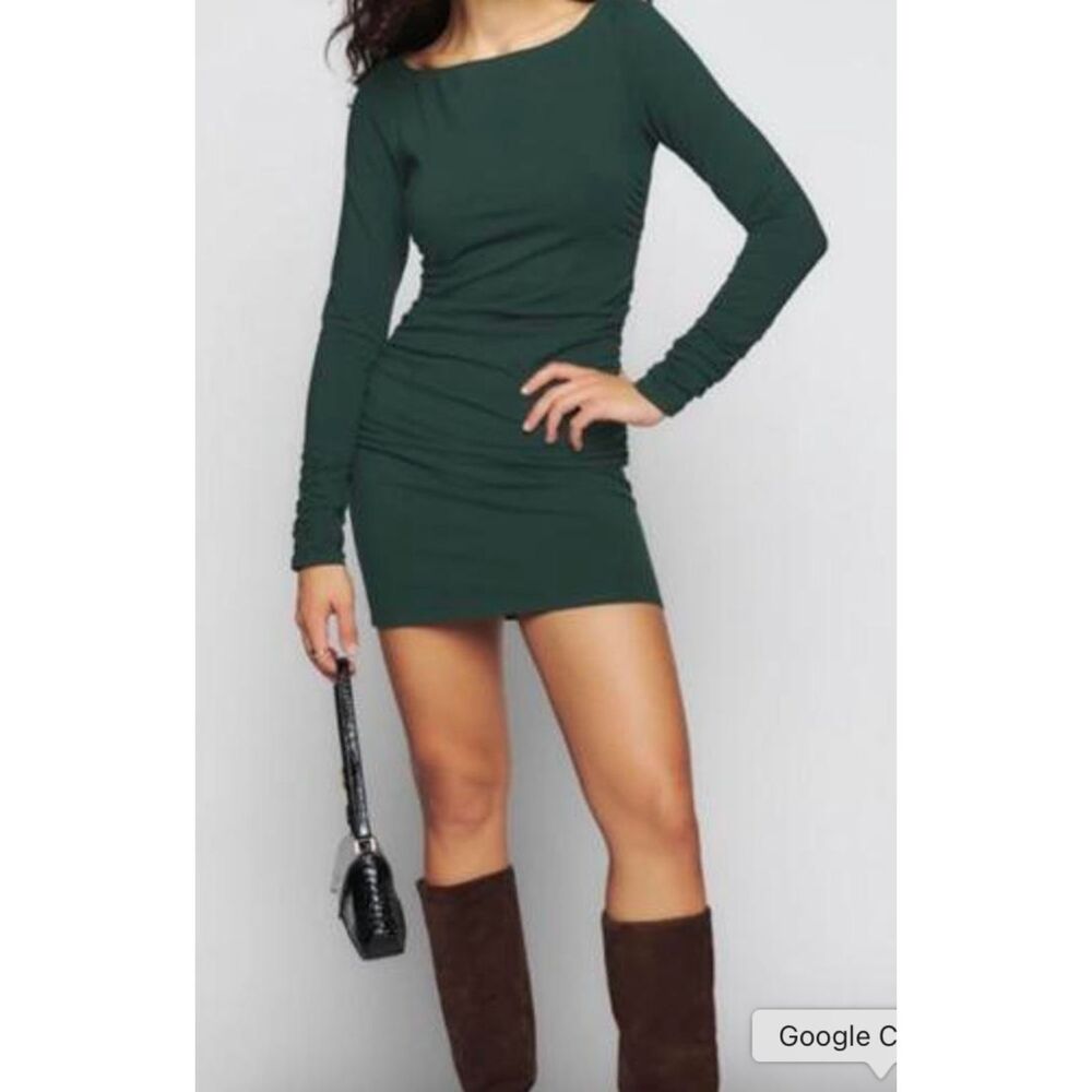 Reformation Lucio Knit Dress Forest Dark Green Size M